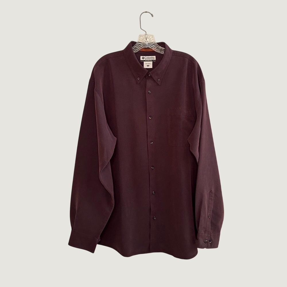 Columbia Men's  Size 1X  Burgundy All Seasons Long Sleeve Button Down Shirt